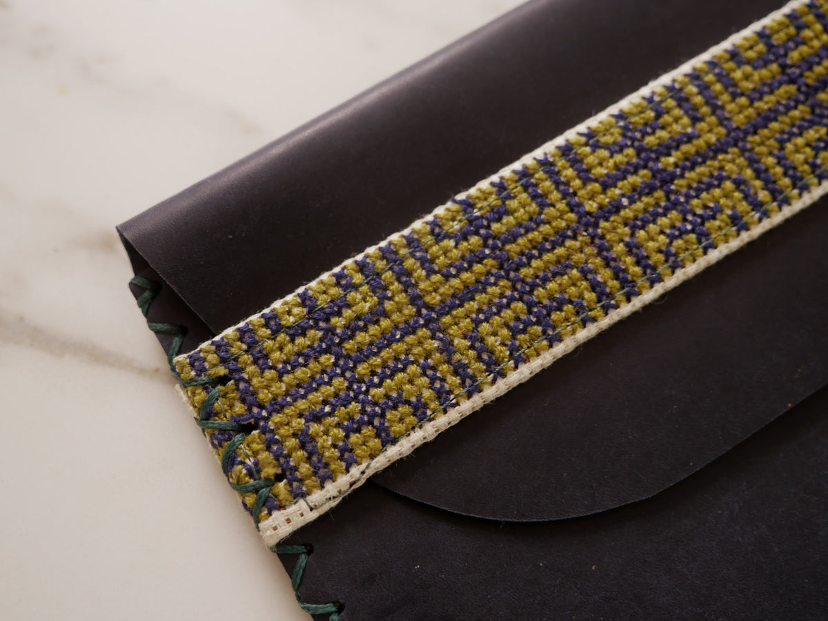 Jelld "Jerusalem" embroidered leather laptop sleeve
