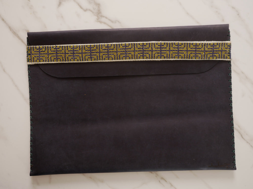 Jelld "Jerusalem" embroidered leather laptop sleeve