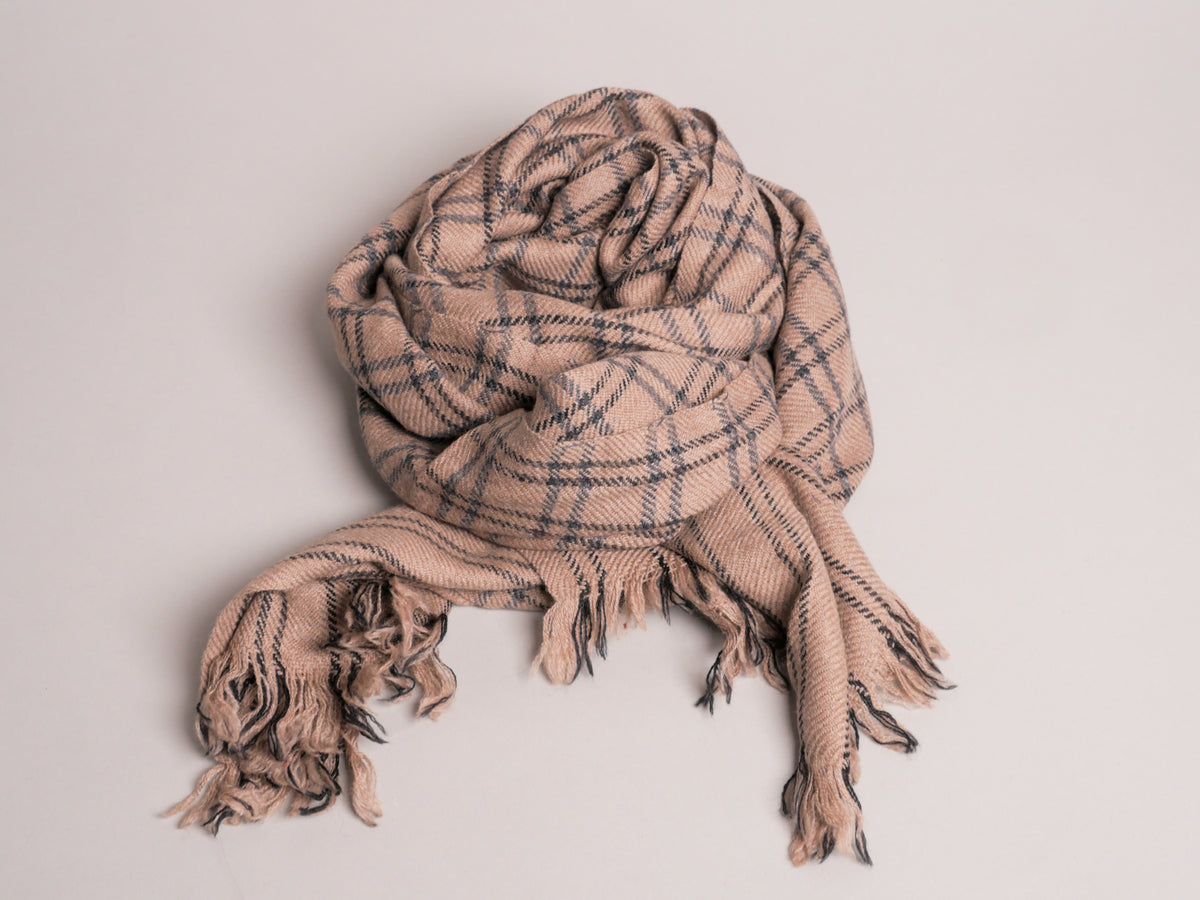 Ladakh 100% Pashmina Scarf, Mountain Tartan