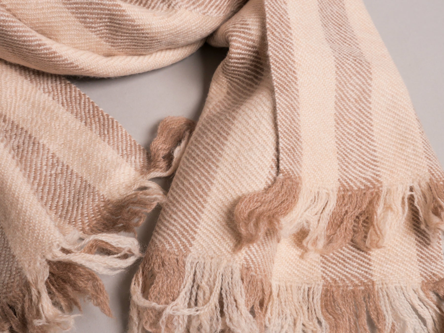 Ladakh 100% Pashmina Scarf, Oat Stripe Secondary image