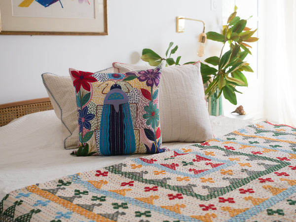 Jaipur hand-embroidered blanket "Bold", Large