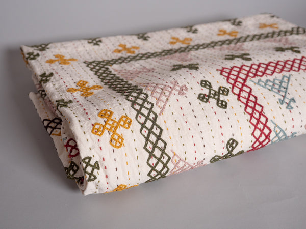 Jaipur hand-embroidered blanket "Autumn", Large
