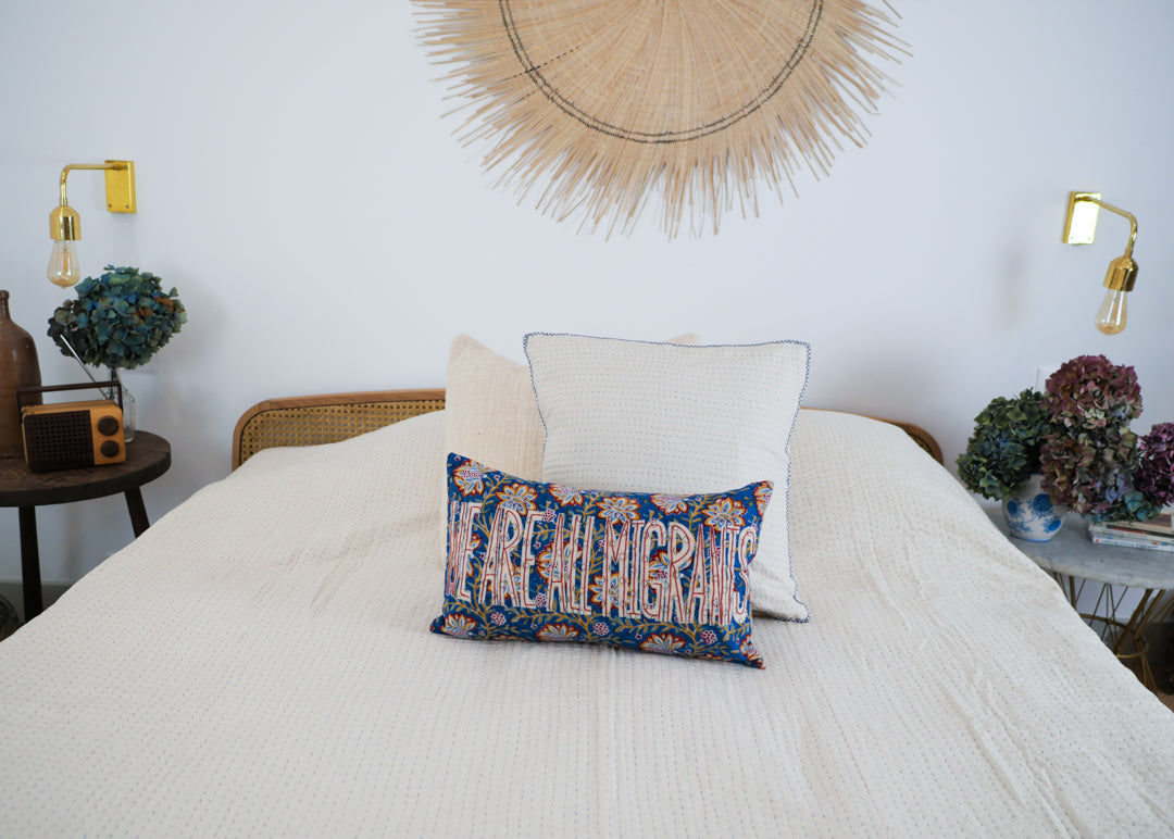 Contemporary Kantha quilt, Blue queen Secondary image