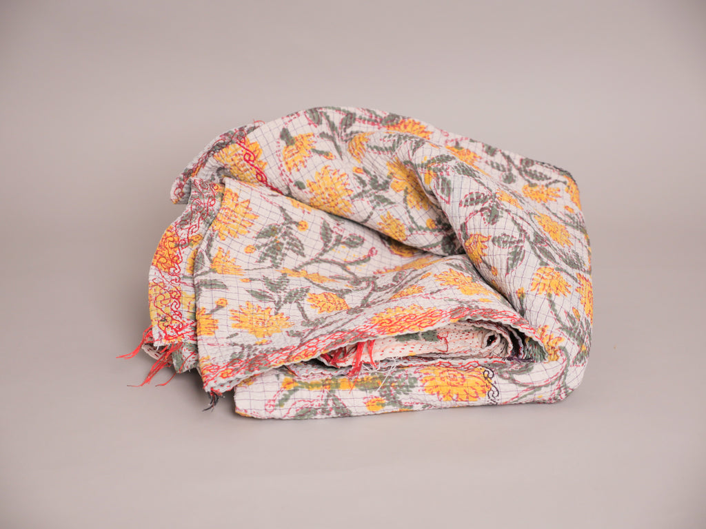 Couverture kantha vintage imprimé