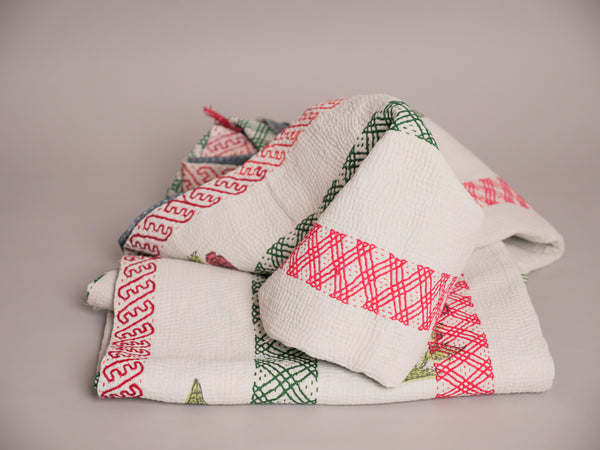 Couverture brodé main, motif cypress 