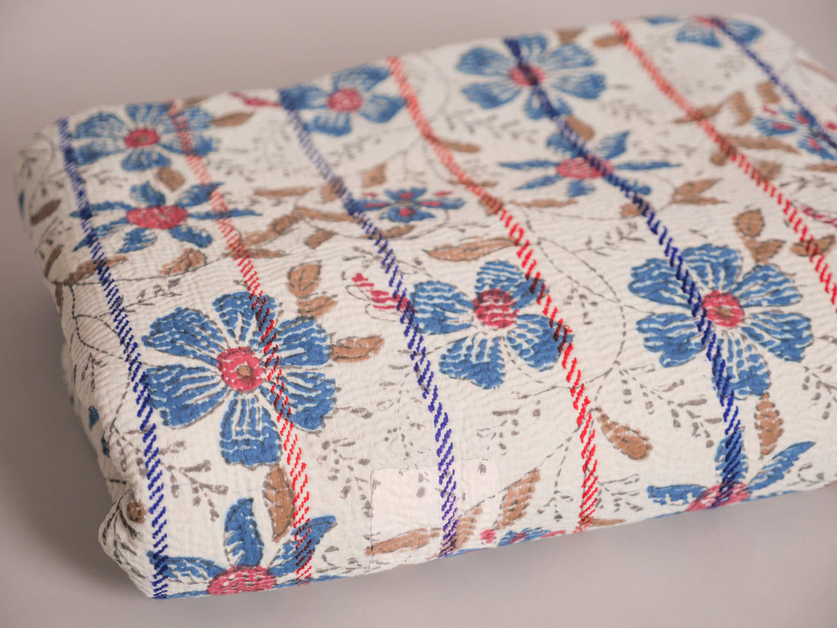 Vintage Block Printed Kantha Daisy 1