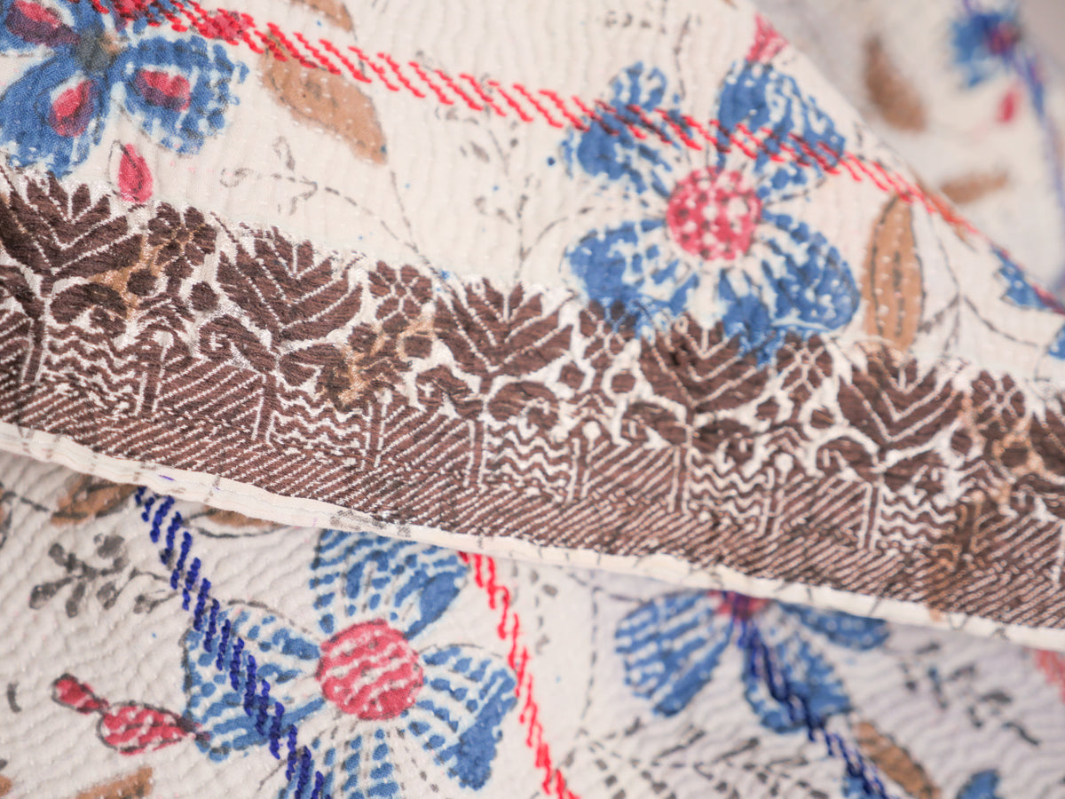 Vintage Block Printed Kantha Daisy 1