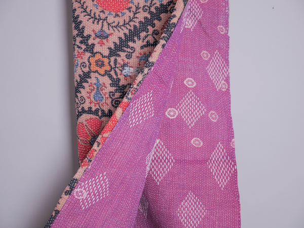 Vintage tapestry kantha, bedspread hand-embroidered cotton