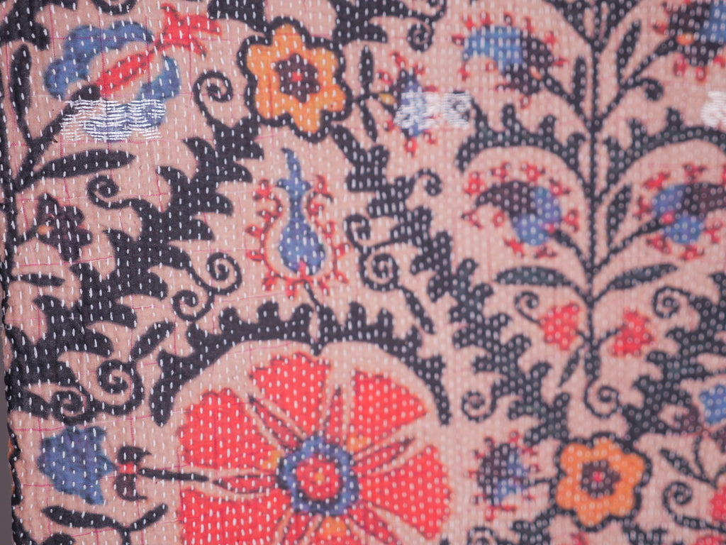 Vintage tapestry kantha, bedspread hand-embroidered cotton