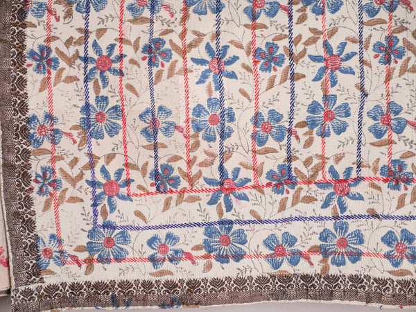 Vintage Block Printed Kantha Daisy 1