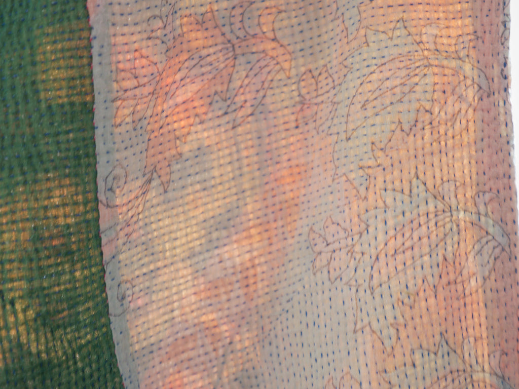 Vintage tapestry kantha, bedspread hand-embroidered cotton