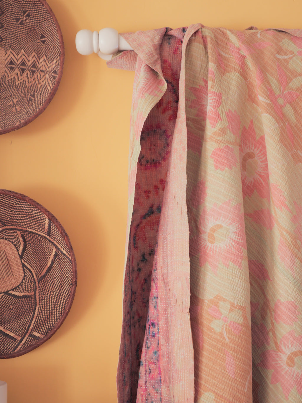Vintage tapestry kantha, bedspread hand-embroidered cotton
