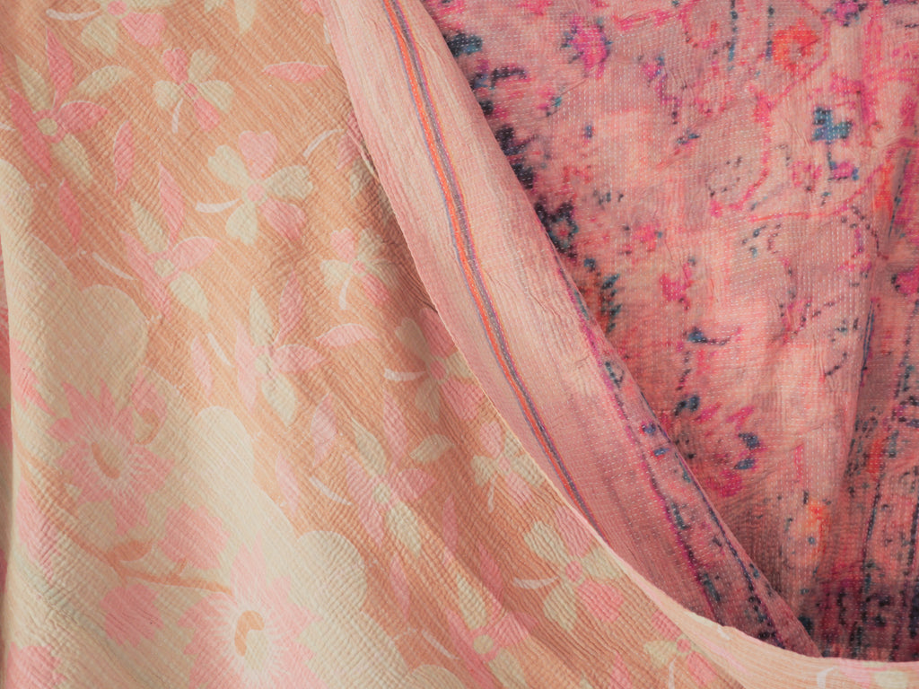Vintage tapestry kantha, bedspread hand-embroidered cotton