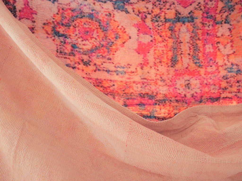Kantha brodé main imprimé.