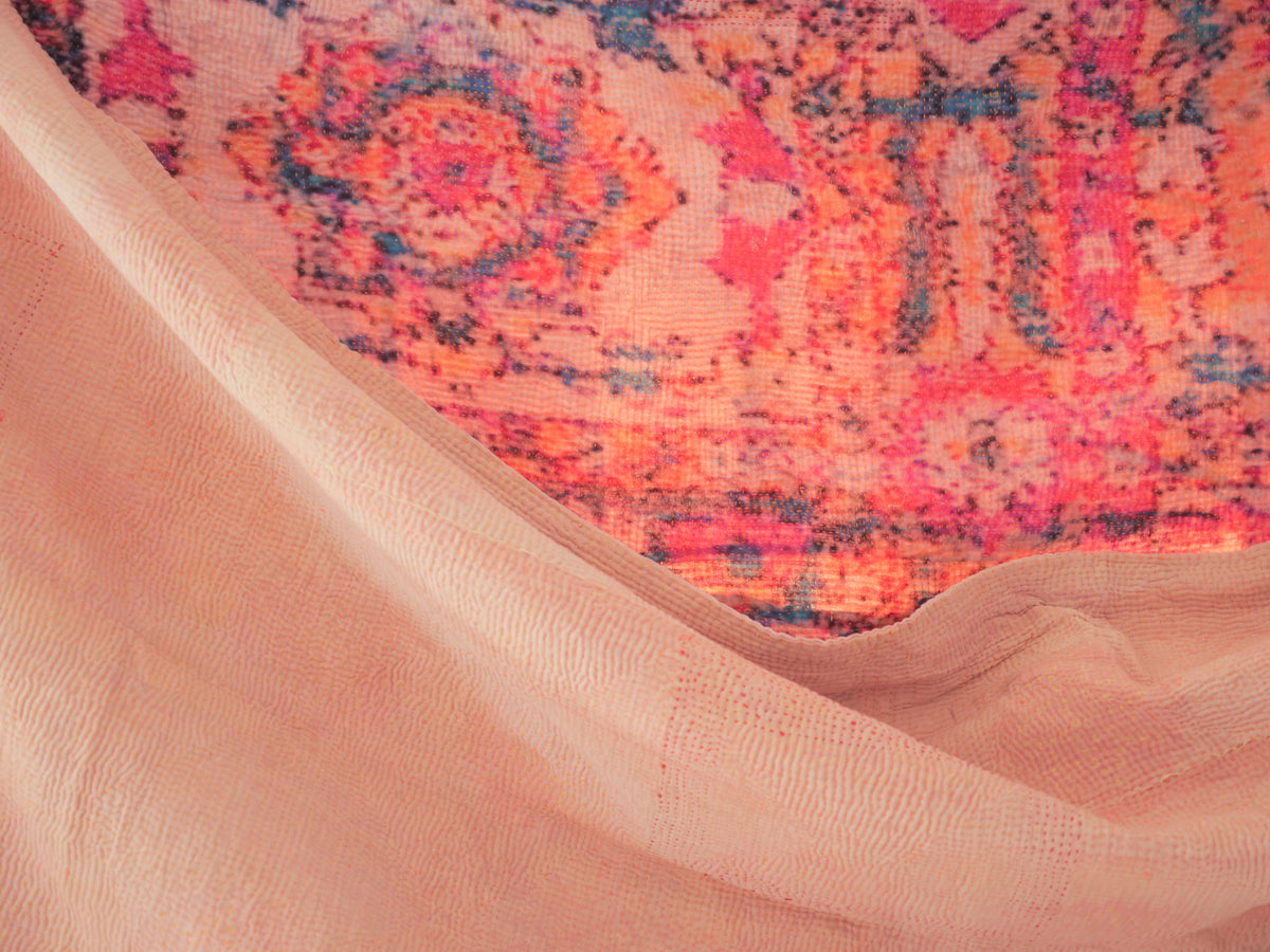 Kantha brodé main imprimé.