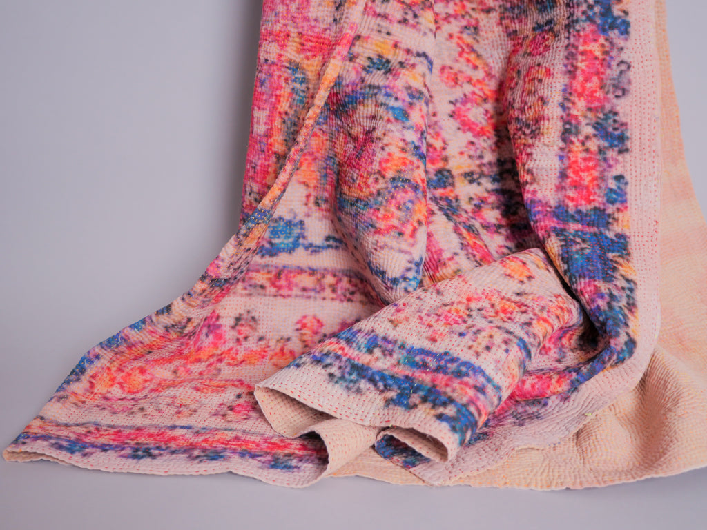 Kantha brodé main imprimé 