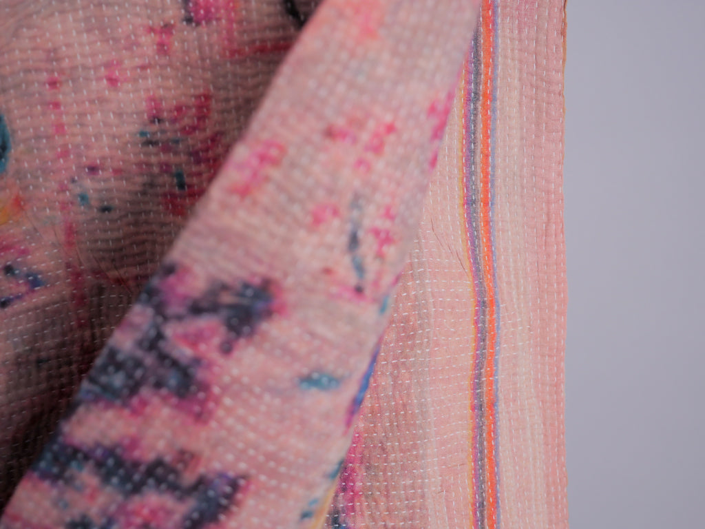 Vintage tapestry kantha, bedspread hand-embroidered cotton