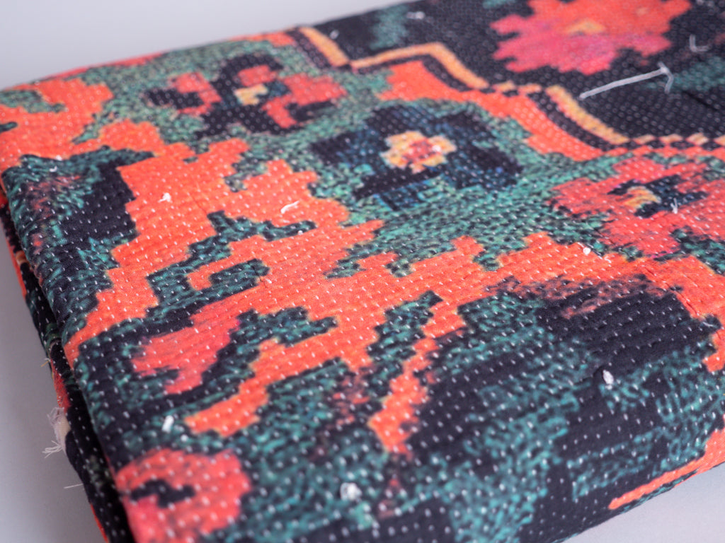 Vintage tapestry kantha, bedspread hand-embroidered cotton