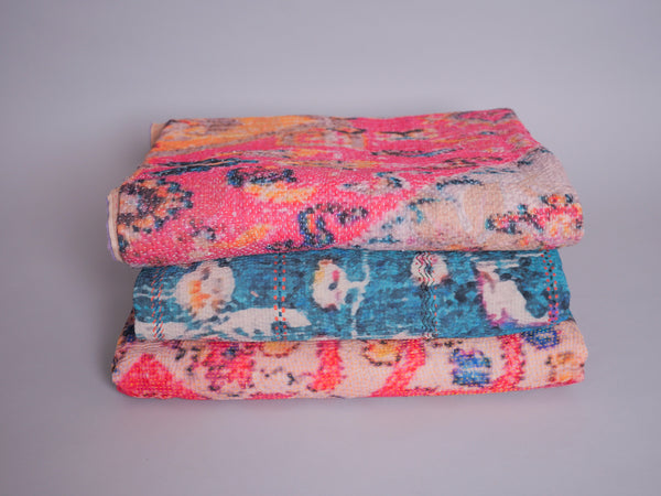 Kantha brodé main imprimé 
