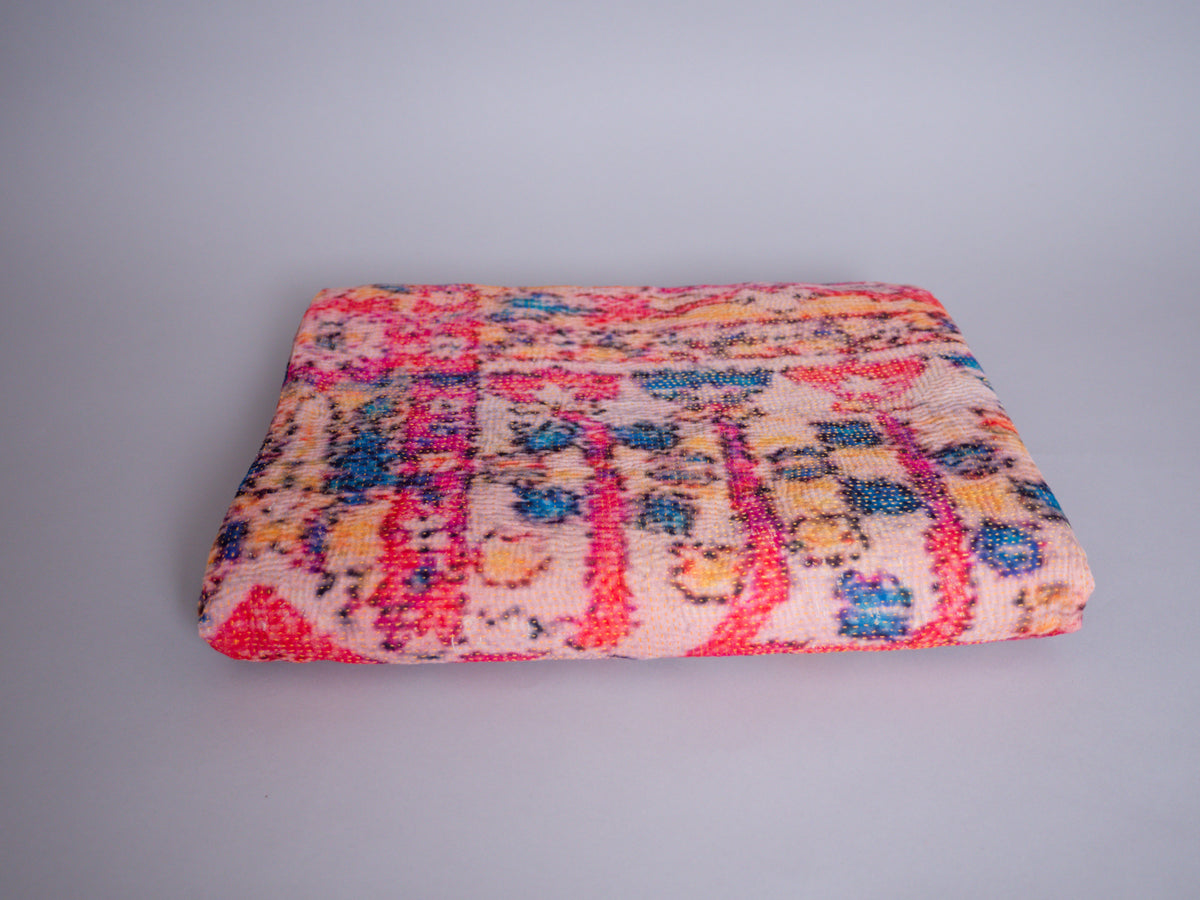 Kantha brodé main imprimé 