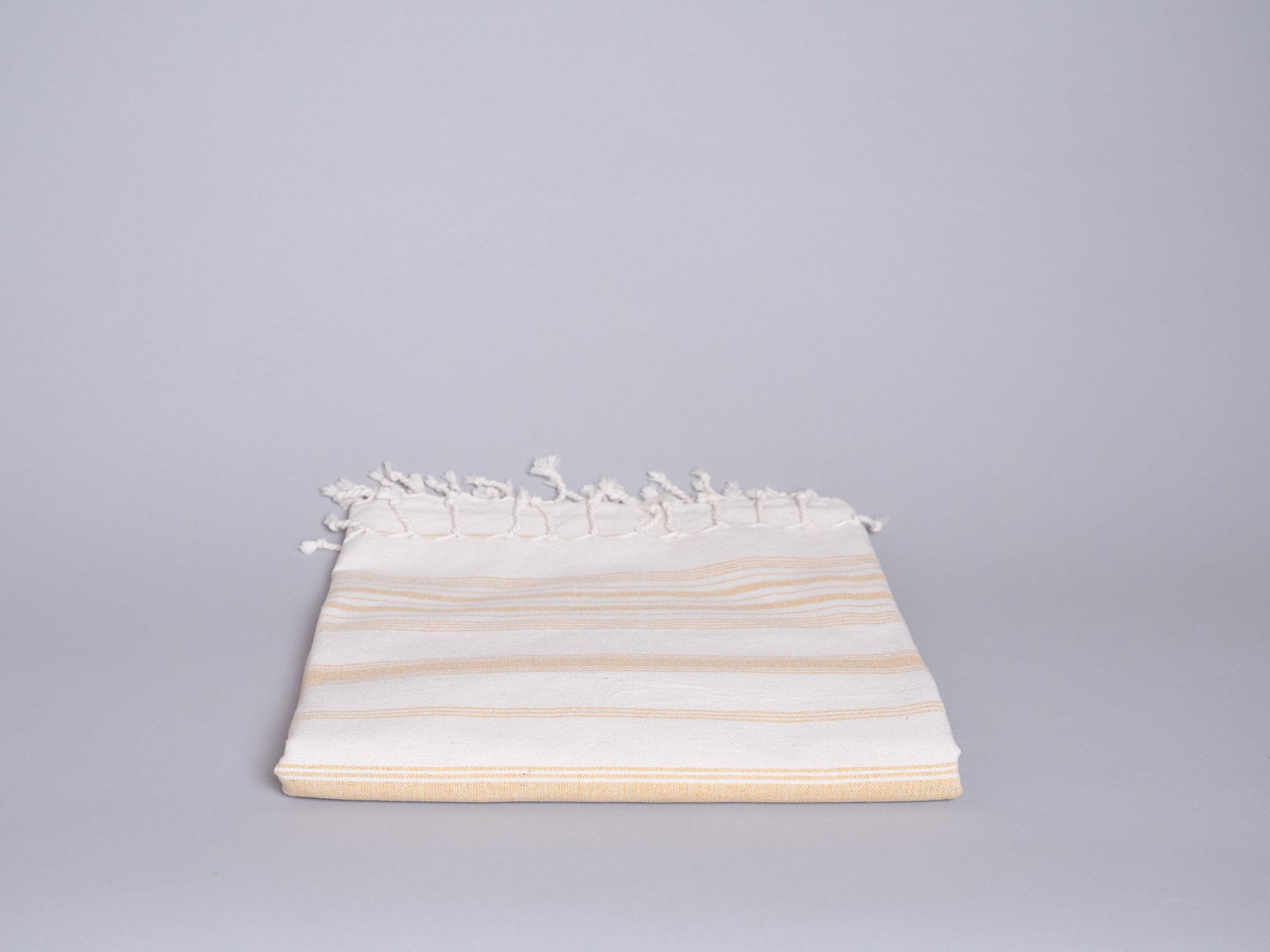 Hand loomed cotton bath or beach towel, "Sand stripe" Secondary image