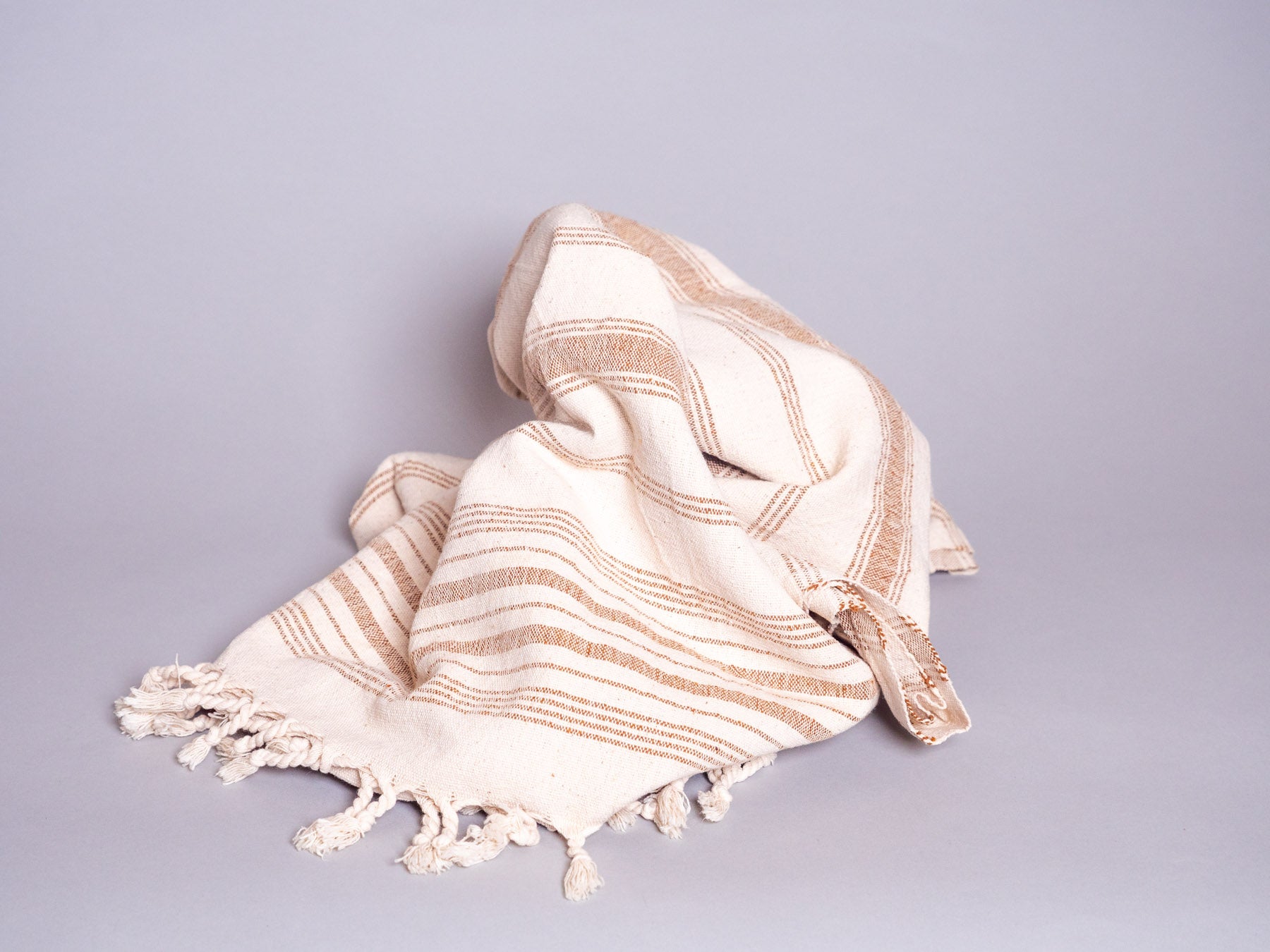 Hand loomed striped cotton towel