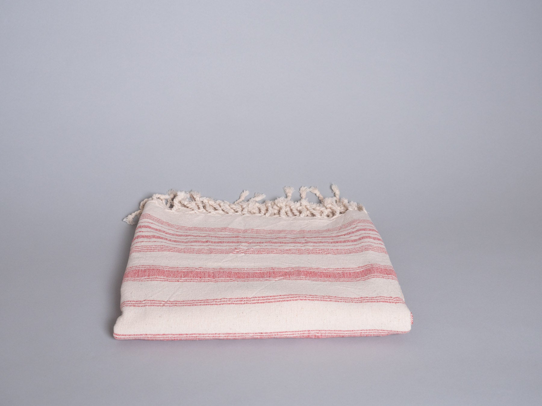 Hand loomed cotton bath or beach towel, "Cassis stripe" Secondary image