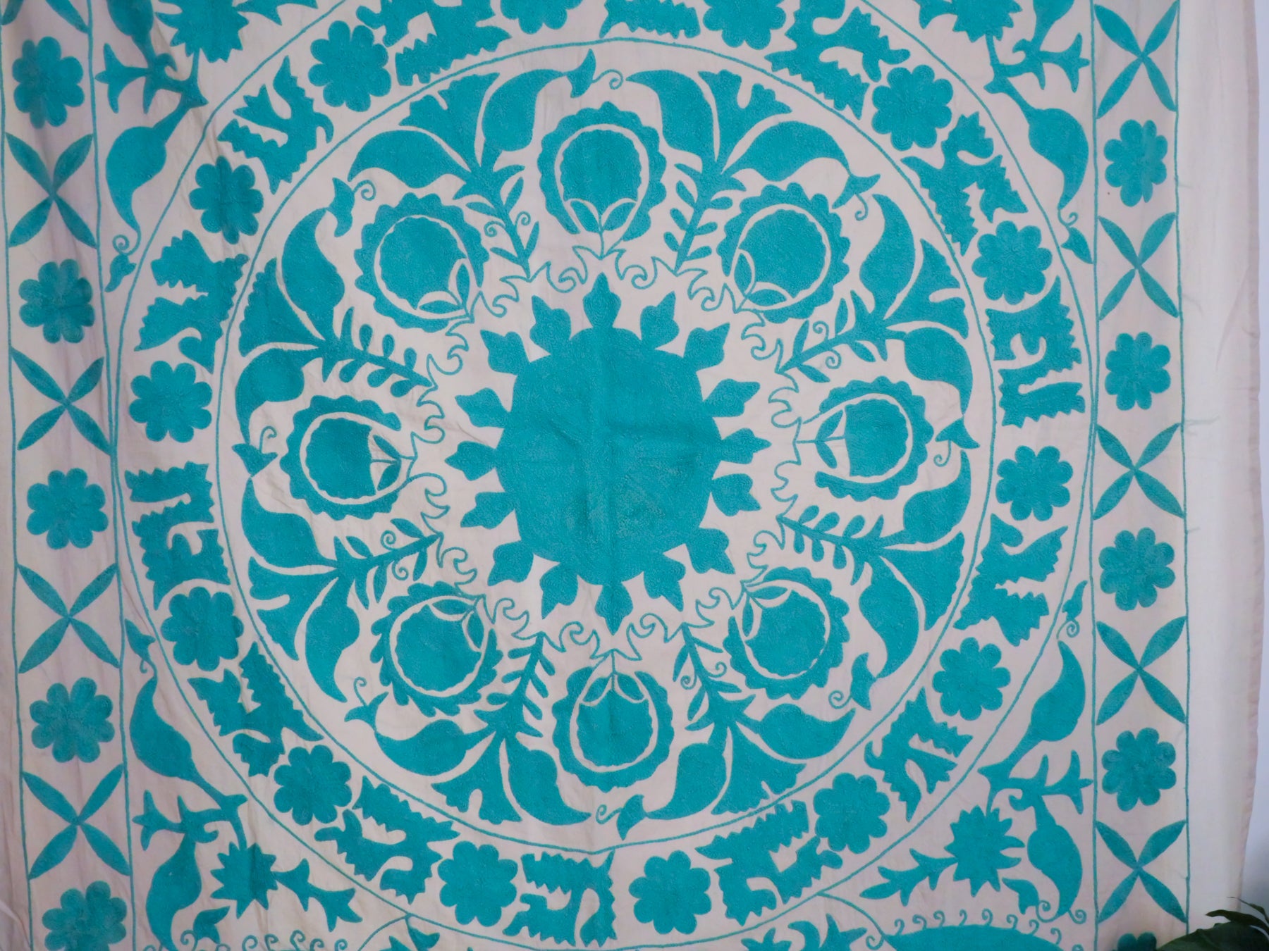 Mochi Suzani embroidery turquoise, handmade. Secondary image