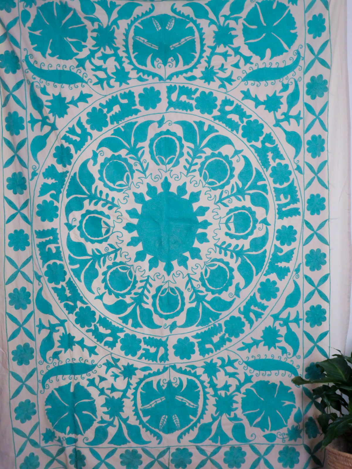 Contemporary Mochi Suzani turquoise. Main image