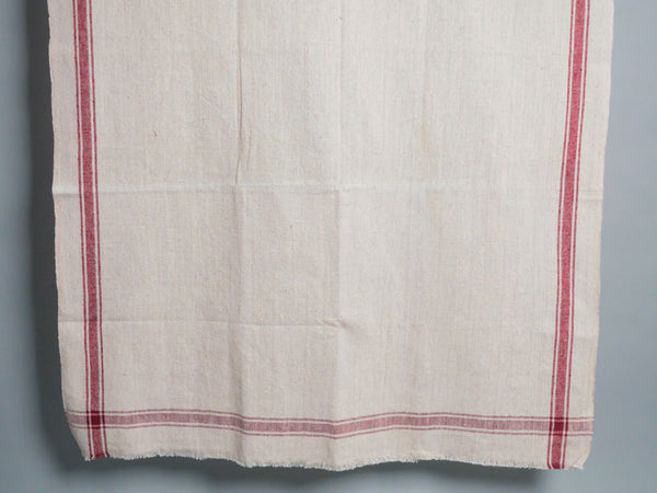 Handwoven towel: ecru cotton with pink edge