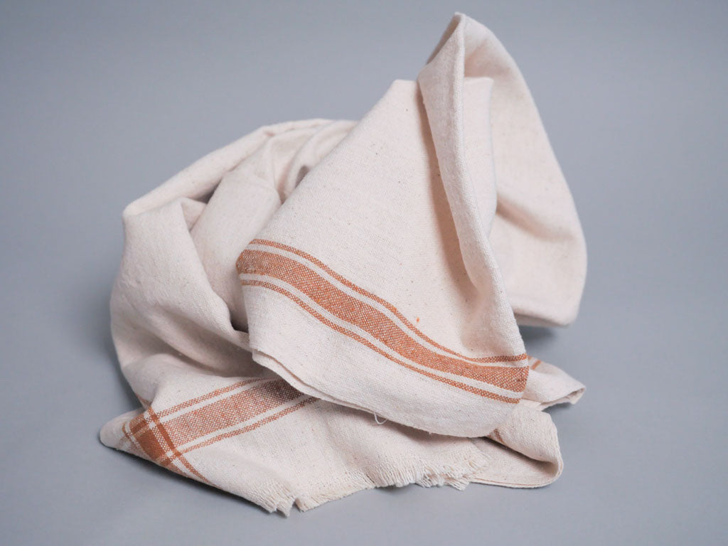Handwoven towel: ecru cotton with sand edge