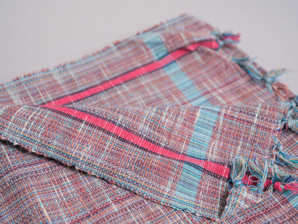 Handwoven cotton towel, Dusk. Mixed-yarn weave.