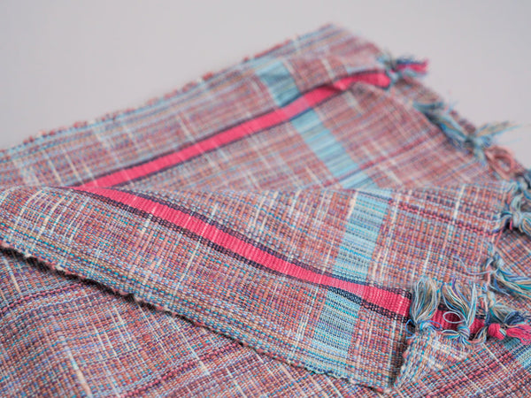 Handwoven cotton towel, Dusk. Mixed-yarn weave.