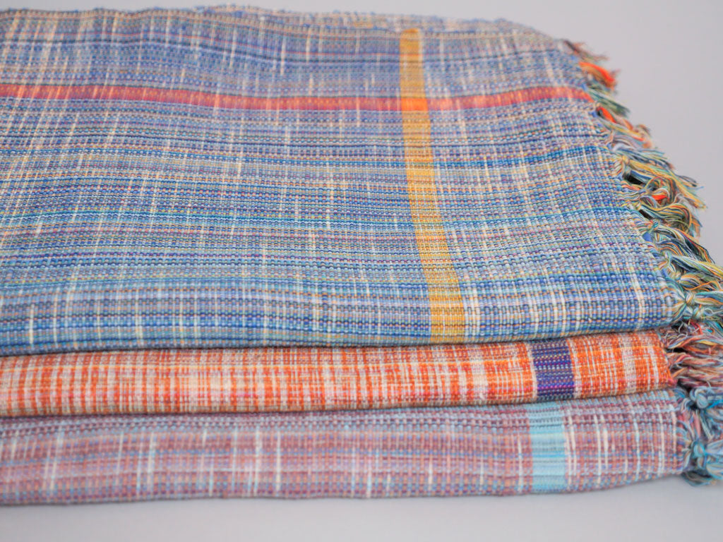 Handwoven cotton towel, Dusk. Mixed-yarn weave.