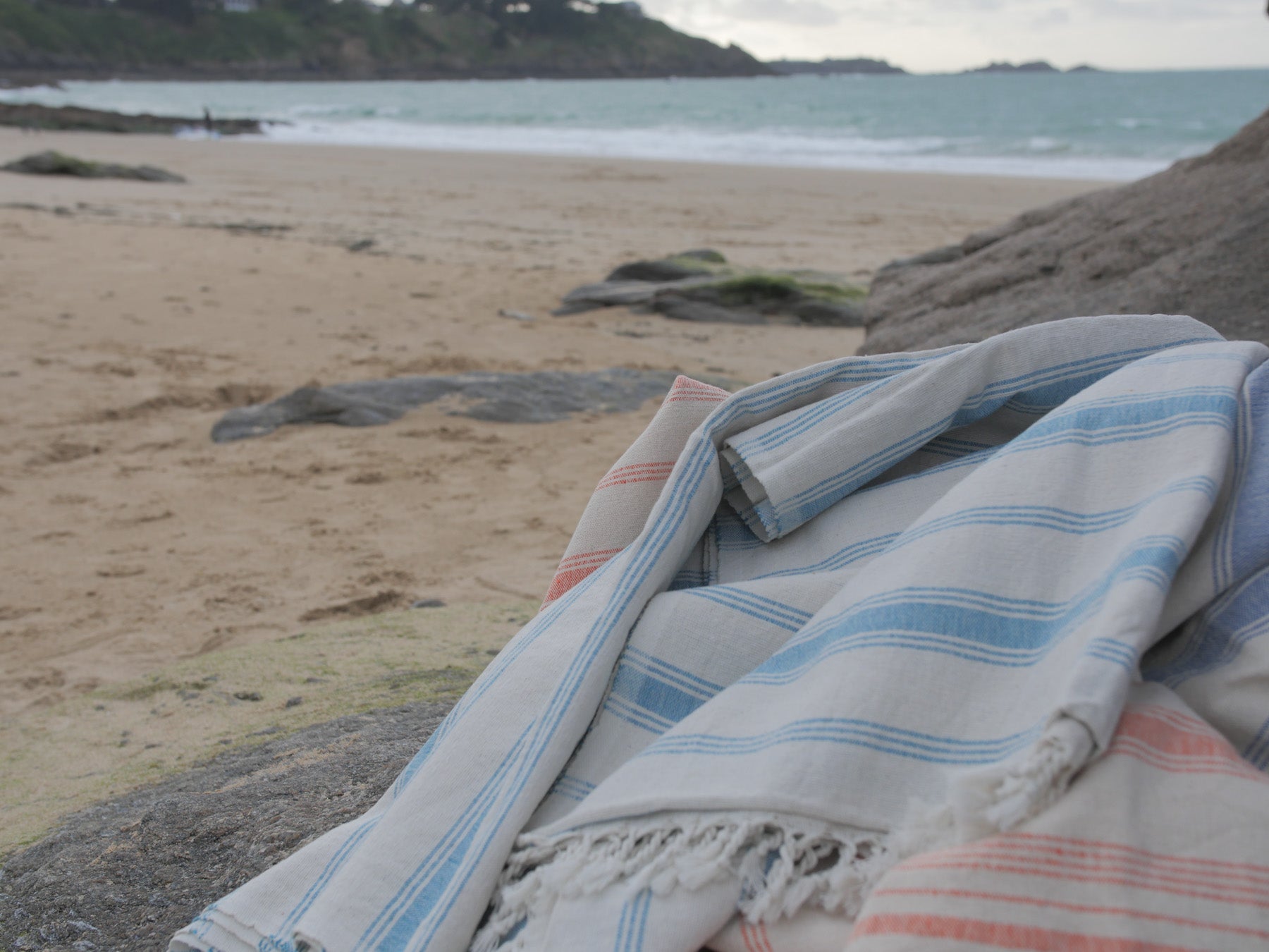 Handwoven Towel: Cotton Stripes Turquoise Secondary image