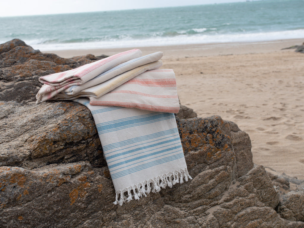 Handwoven Towel: Cotton Clementine Stripes