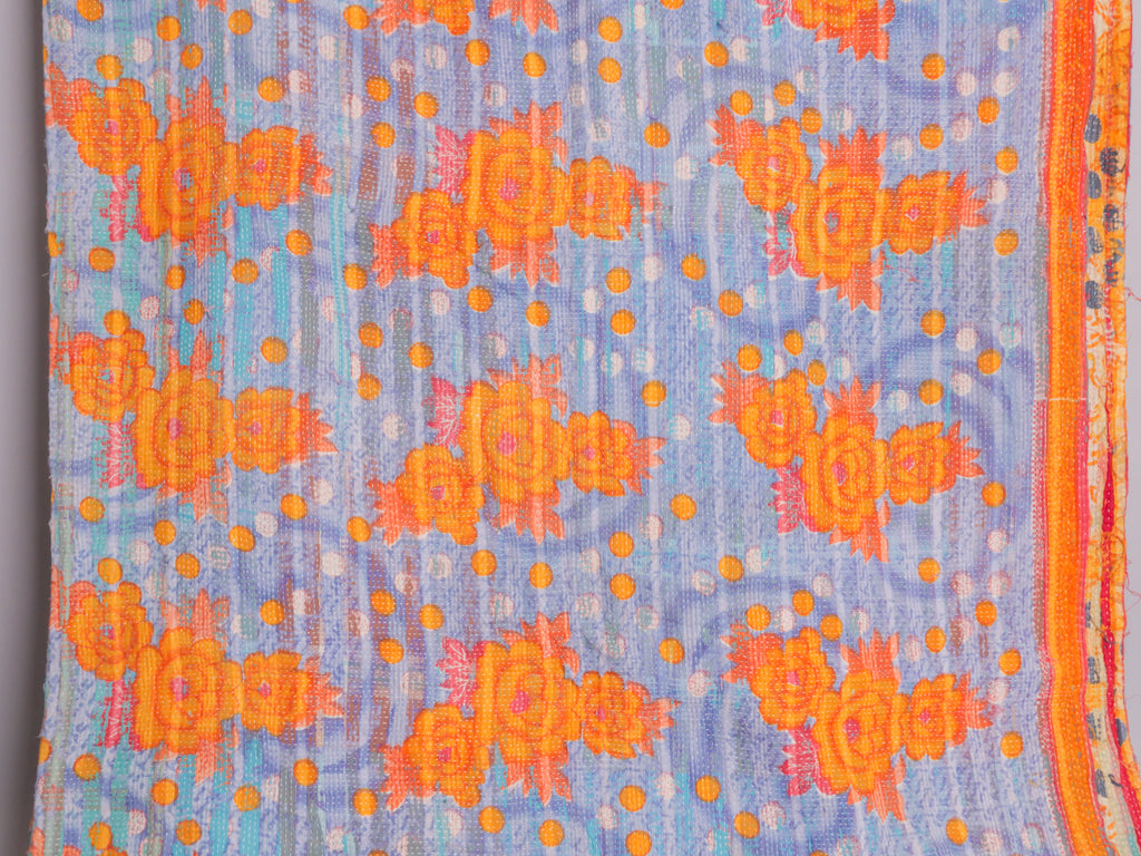 Vintage Kantha Bedspread in Recycled Cotton No.100 "Clementine Rose"