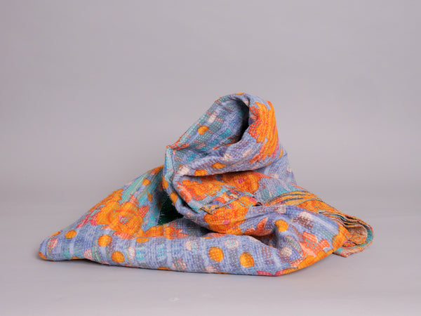 Vintage Kantha Bedspread in Recycled Cotton No.100 "Clementine Rose"