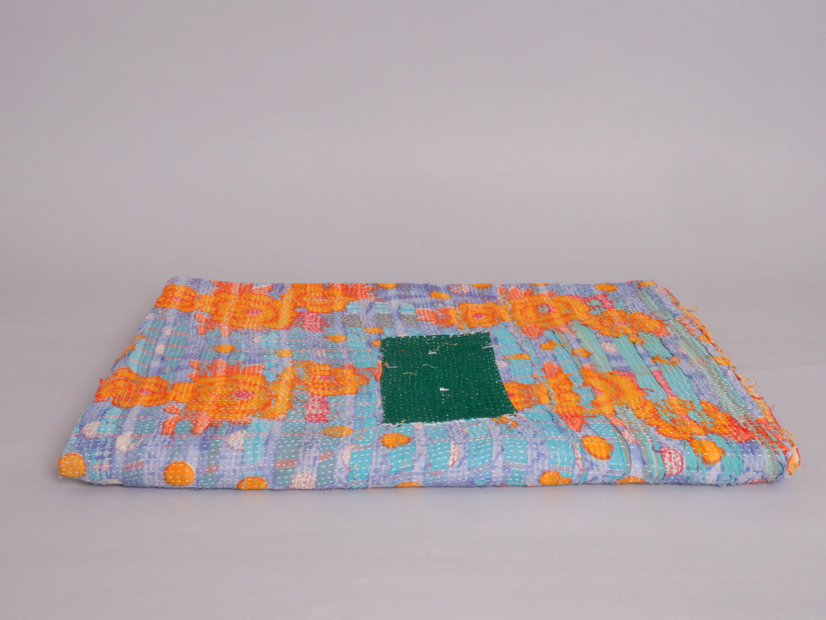 Vintage Kantha Bedspread in Recycled Cotton No.100 "Clementine Rose"