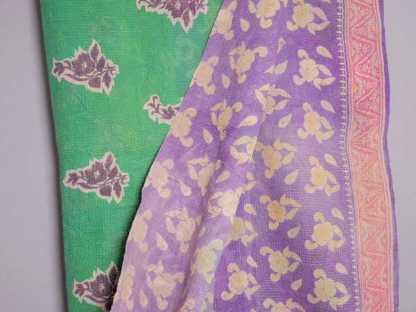Vintage Kantha Bedspread in Recycled Cotton No.106 "Midnights and Green"