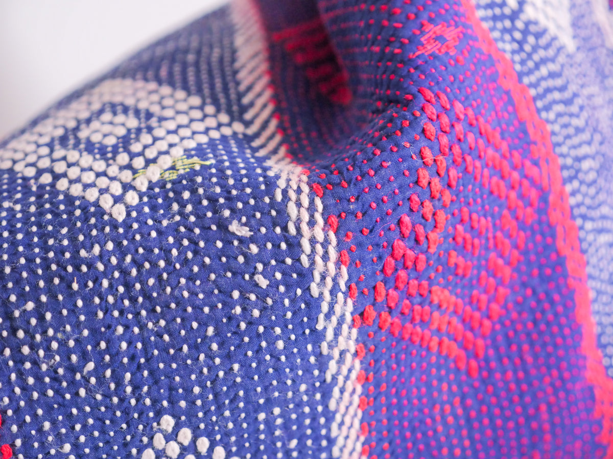 Vintage Kantha Bedspread in Recycled Cotton No.122 "Regal Diamonds"