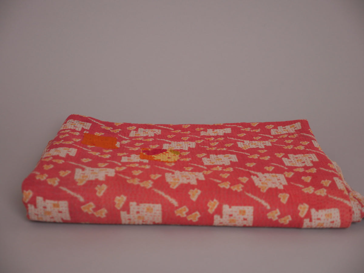Vintage Kantha Bedspread in Recycled Cotton No.124 "Terracotta"