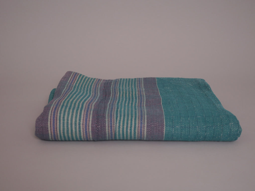 Vintage Kantha Couvre Lit Turquoise