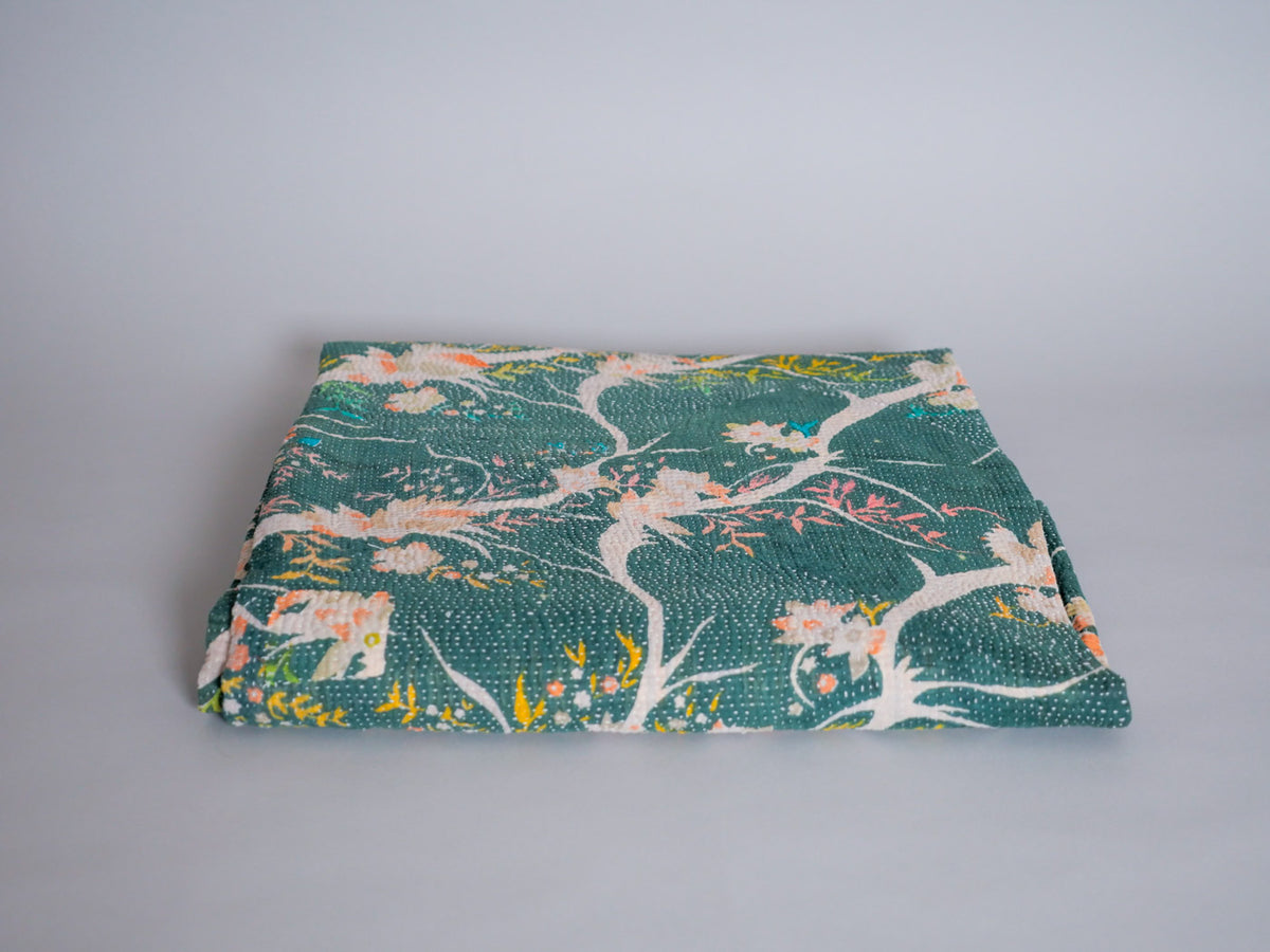 Vintage kantha Forest Green Main image