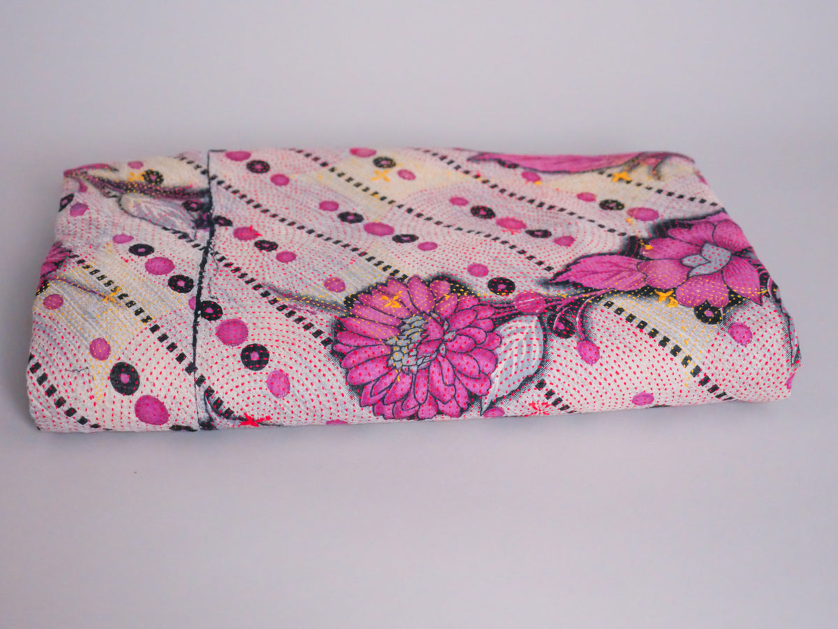 Vintage Kantha Violet Dahlias