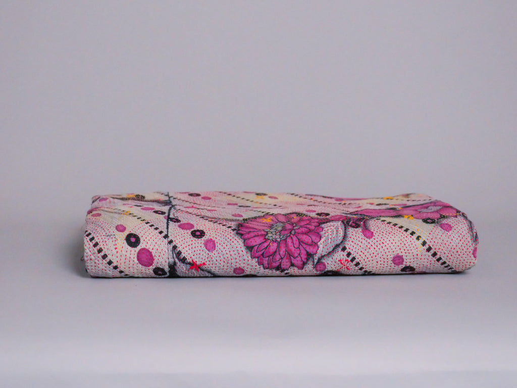 Vintage Kantha Violet Dahlias