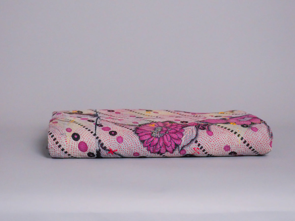 Vintage Kantha Violet Dahlias