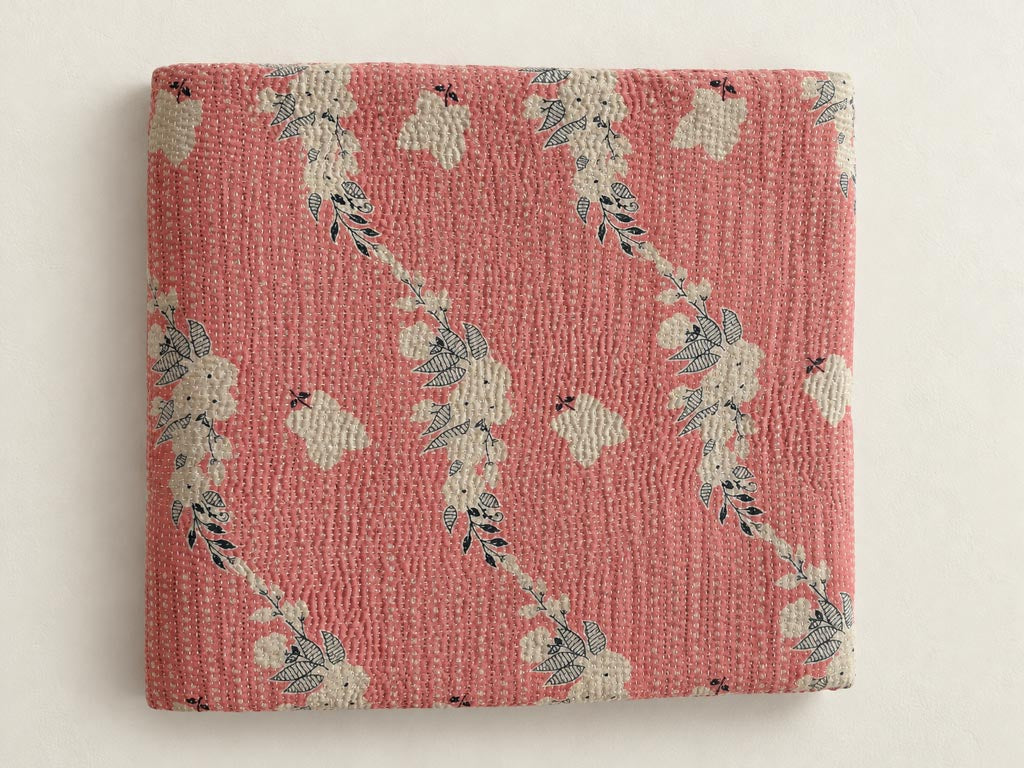 Pale pink and blue vintage throw Main image