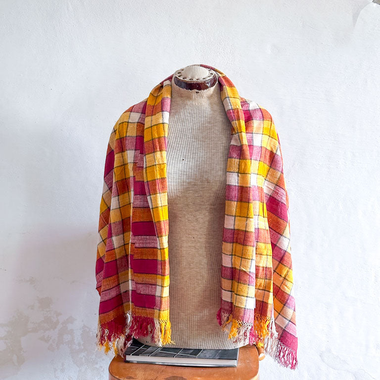 Handwoven eri silk scarf, Turmeric & Madder