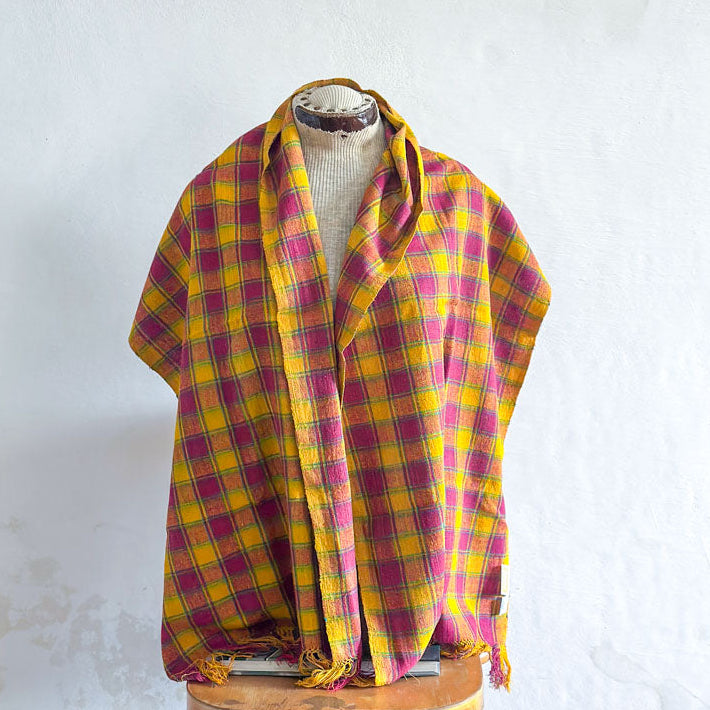 Handwoven eri silk scarf, Raspberry Sunday Secondary image